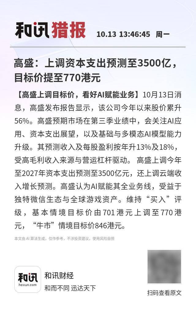 高盛：上调资本支出预测至3500亿<strong></p>
<p>虚拟币EDU最新消息</strong>，目标价提至770港元